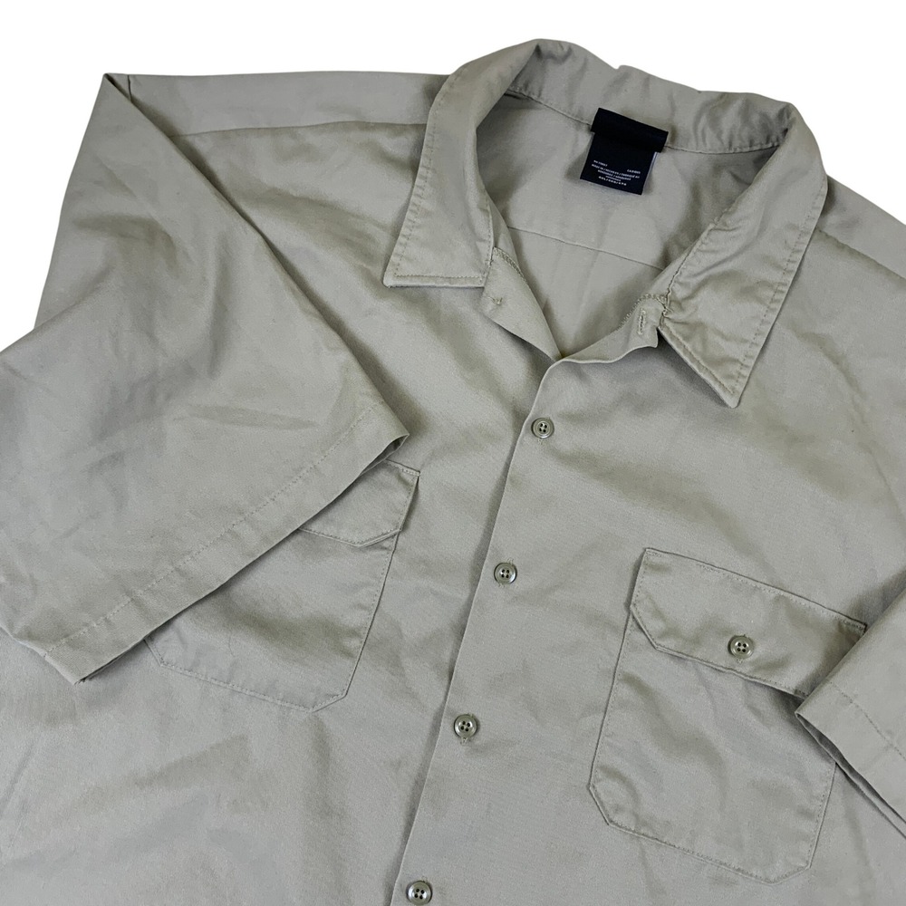 Dickies Icons Mens 4XL Khaki Tan Short Sleeve‎ Button Down Work Shirt RN 20697